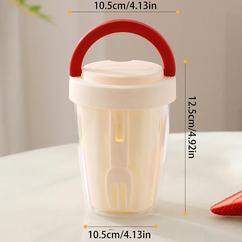 Fruit Storage Box With Drainage, Lid And Fork, Sealed, Leak Proof And Fresh-Keeping, Student Portable Breakfast Cup Picnic Box