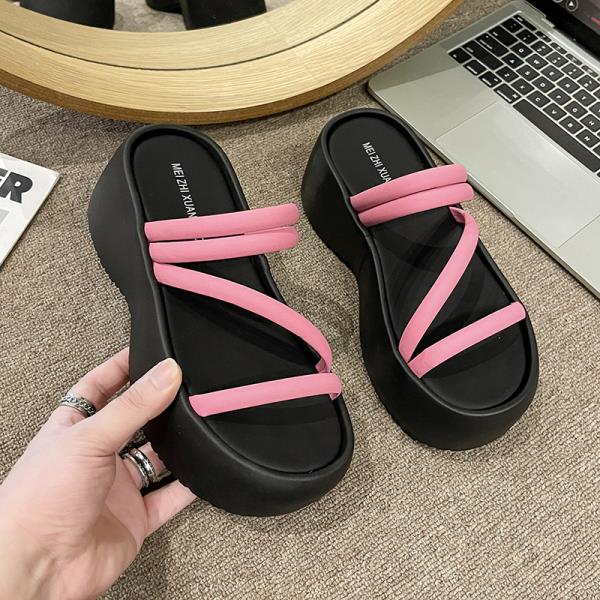 Fashion Shoes Woman 2025 Slippers Summer Pantofle Shale Female Beach Platform New Sabot Genuine Leather Slides Women's Genuine Leather S