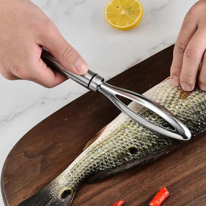 Kitchen Accessorie Gadgets Stainless Fish Scales Scraping Graters Fast Remove Cleaning Peeler Scraper Bone