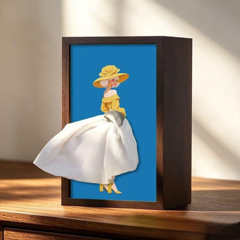 Ballet Dance Wooden Tissue Box Holder With Creative Cartoon Design For Home Decor
