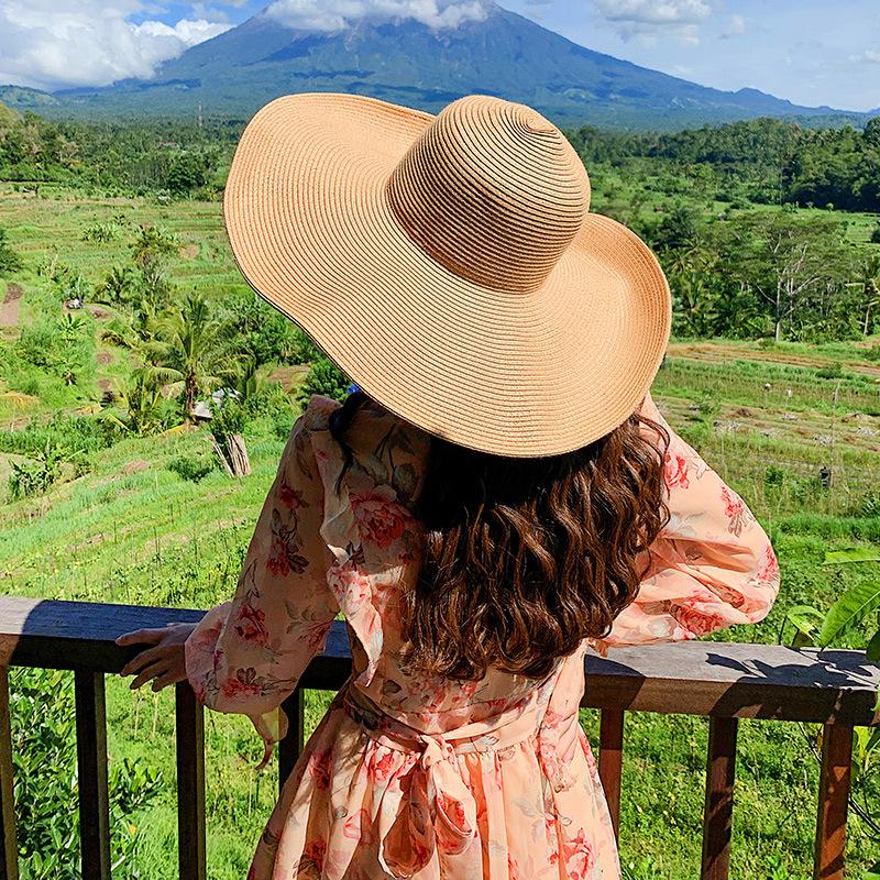 Oversized Brim Straw Hat Women's Summer Seaside Sunshade Sun Protection Hat Outdoor Travel Vacation Beach Hat Summer Hat Women's