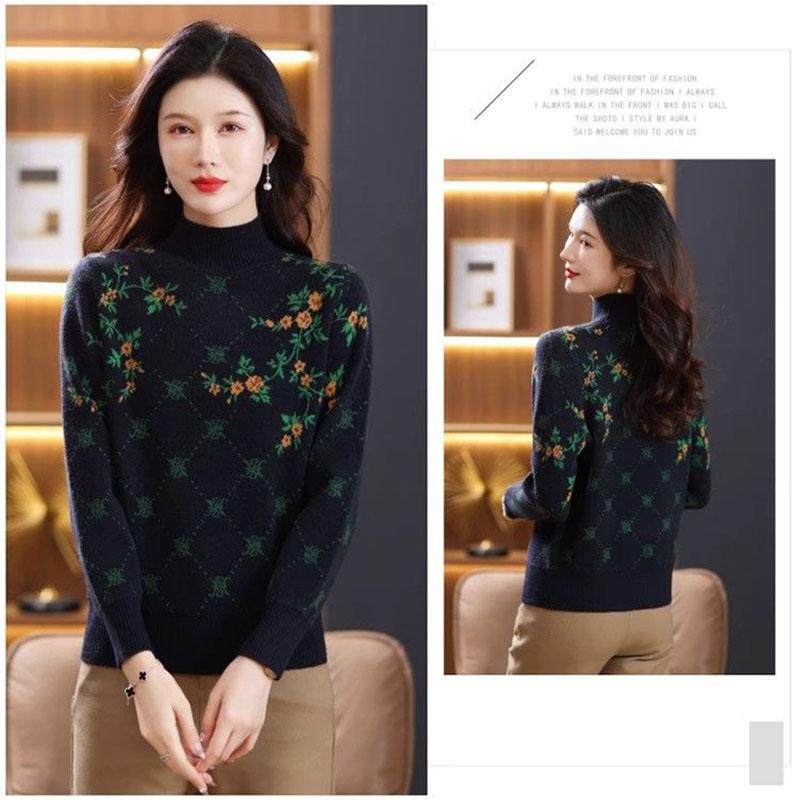 Embroidered Short Women Sweater Spring And Autumn Slim Warm Bottoming Shirt With Loose Top Knitting Pullover