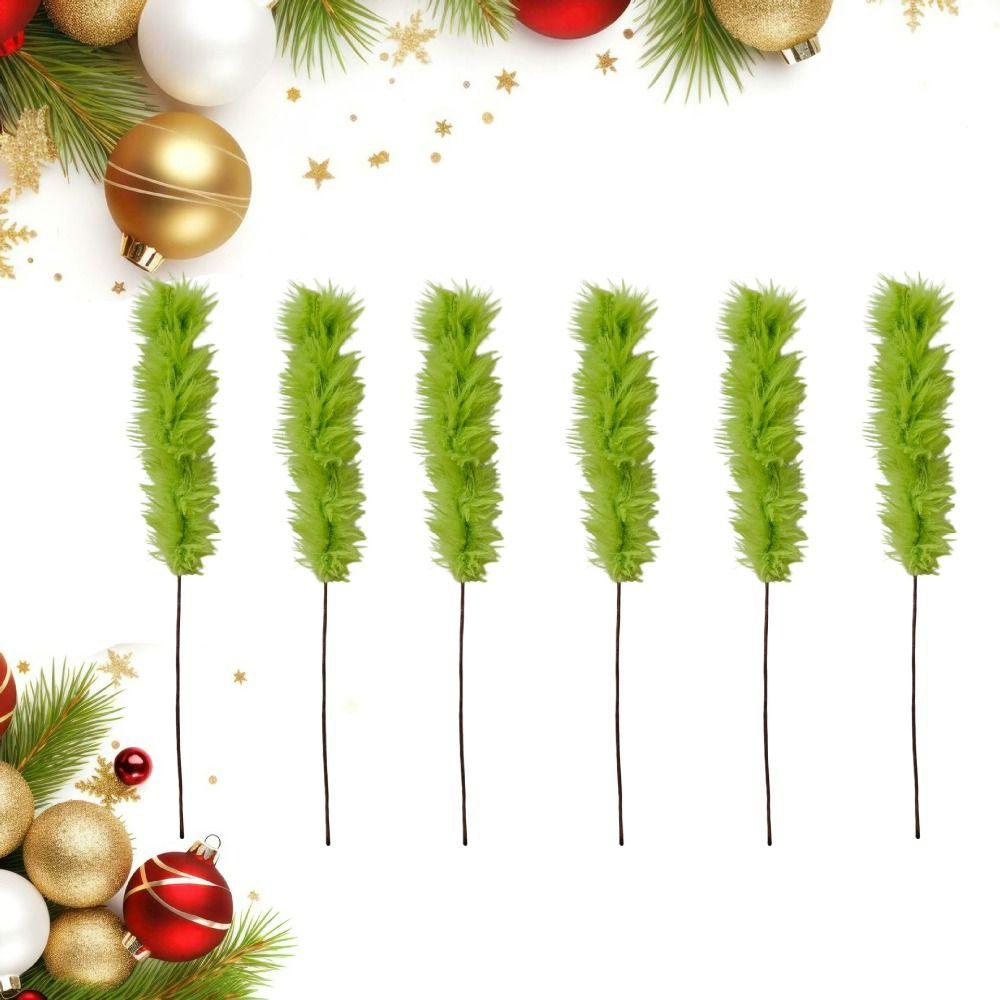 10pcs Artificial Fluffy Green Curling Rod Decoration Simulation Green Plants  Home Indoor Outside