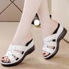 Fashion Wedge Slippers for Women Slippers Platform Wedges Sandals Summer Female Mules Clogs Beach Shoes Thick Bottom Non-Slip Solid Chau