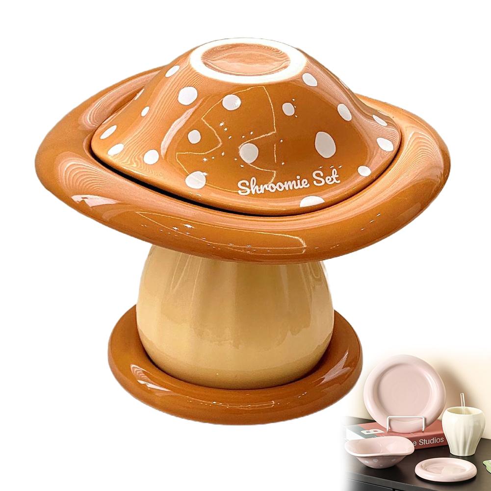 

Large Capacity Ceramic Mushroom Set Bowls And Plates for Home Kitchen Countertop French Butter Dish Gift Boxes помаранчевий