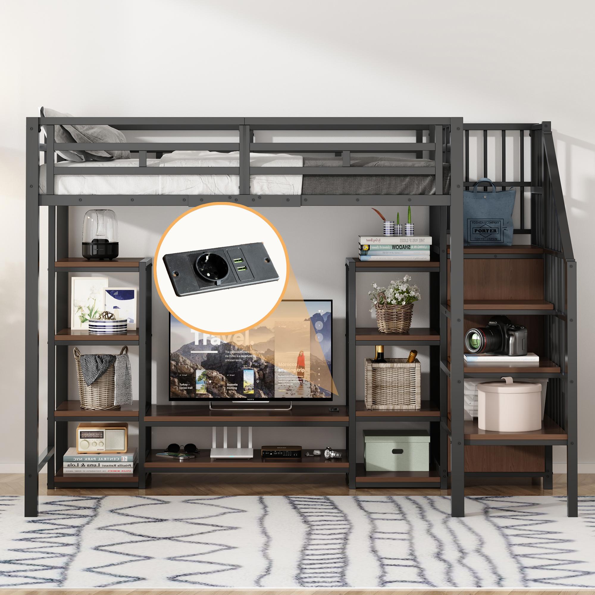 Loft Bed 90x200 with TV Stand