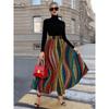 Printed Design four seasons casual style Colorful Striped Wavy Pattern Print half skirt