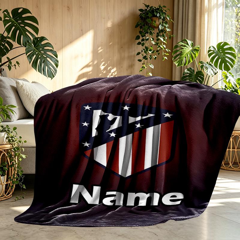 Custom Name Personalized Atletico Madrid Print Blankets, Home Decor, Bedroom, Sofa, Camping, Couch, Gifts for Birthday Christmas