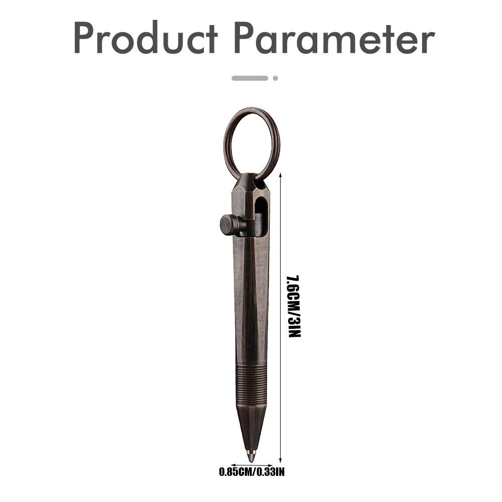 Mini Brass Pen Portable Cylindrical Bolt Ballpoint Pen Key pendant Business Signature Stationery Pen EDC Outdoors Writing Tools