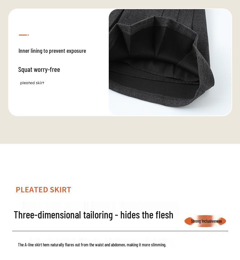 2026 Women's A-line High Waist Pleated Skirt - Autumn/Winter School Style