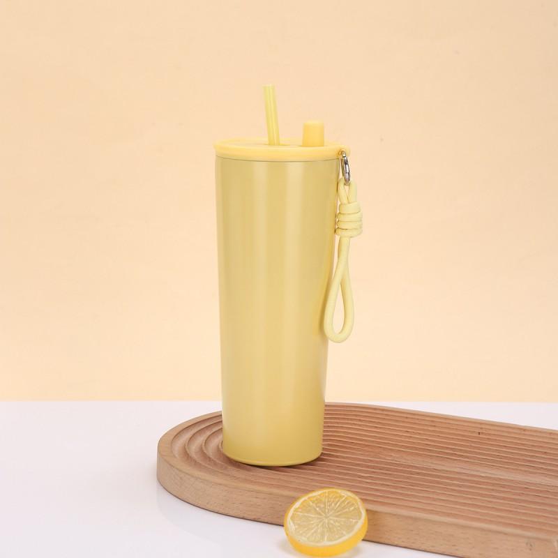 Stainless Steel Vacuum Insulated Travel Mug With Handle Straw 710ml Double Wall Car Cup Outdoor Office Commute