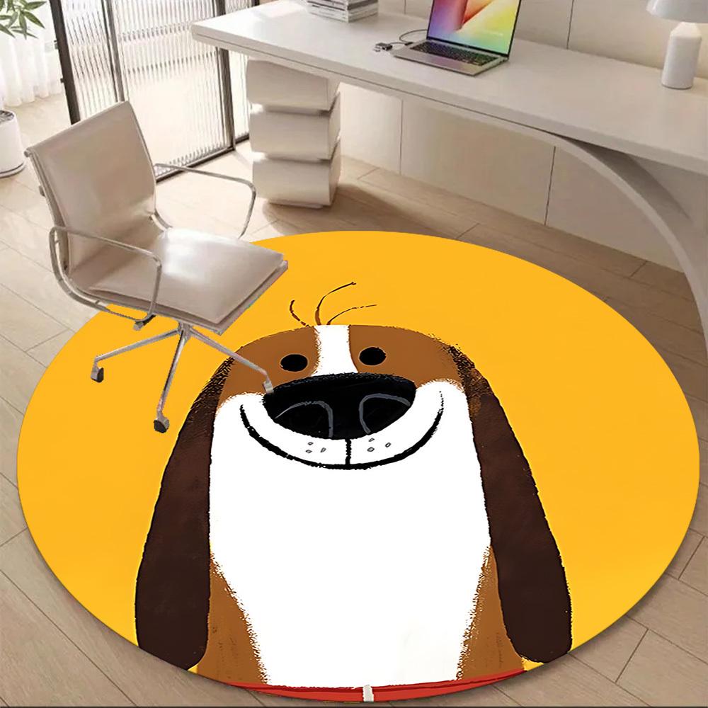 1PC Puppy Pet Office Round Area Rug, Mat Suitable ForOffice, Under Office Chairs Bedroom Living Room Home Decor, Room Deco