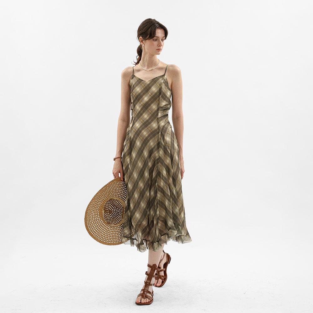 Wednesday Delight Wd_Layered Check Slip Dress_Green