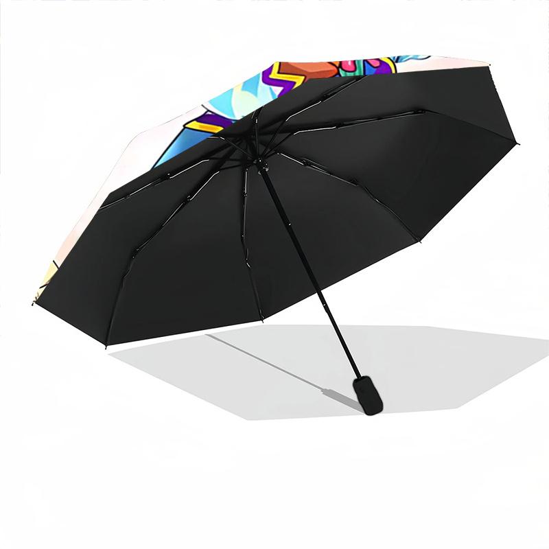 1pc Chip 'n' Dale's Pattern Beautiful Looking Automatic Folding Umbrella, 3 Folding, 8 Iron Frame Design, Durable and Suitable for Travel an
