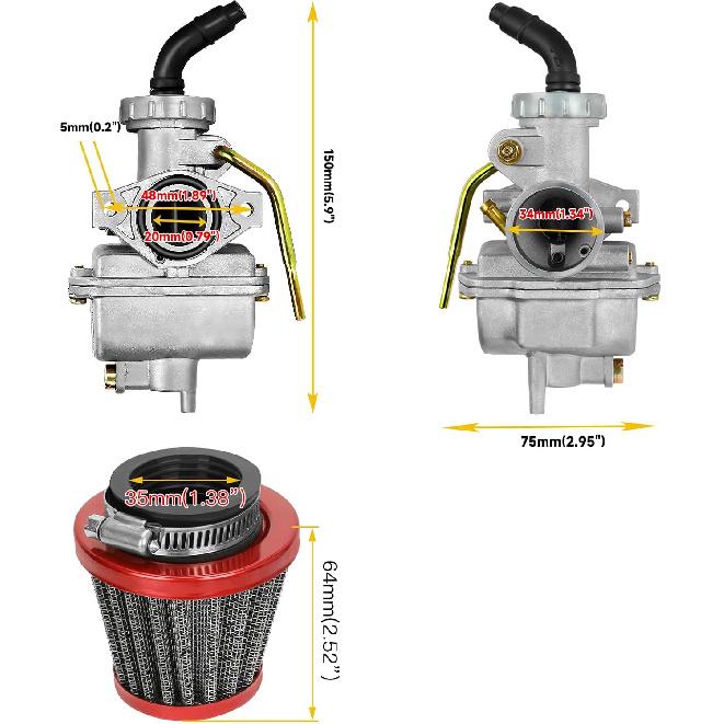 HIAORS PZ20 Carburetor Kit For TaoTao Coolster 125Cc 110Cc 50Cc 70Cc 90Cc Chinese Kids ATV Quad 4 Wheeler Baja Sunl NST Kazuma Roketa Loncin Lifan
