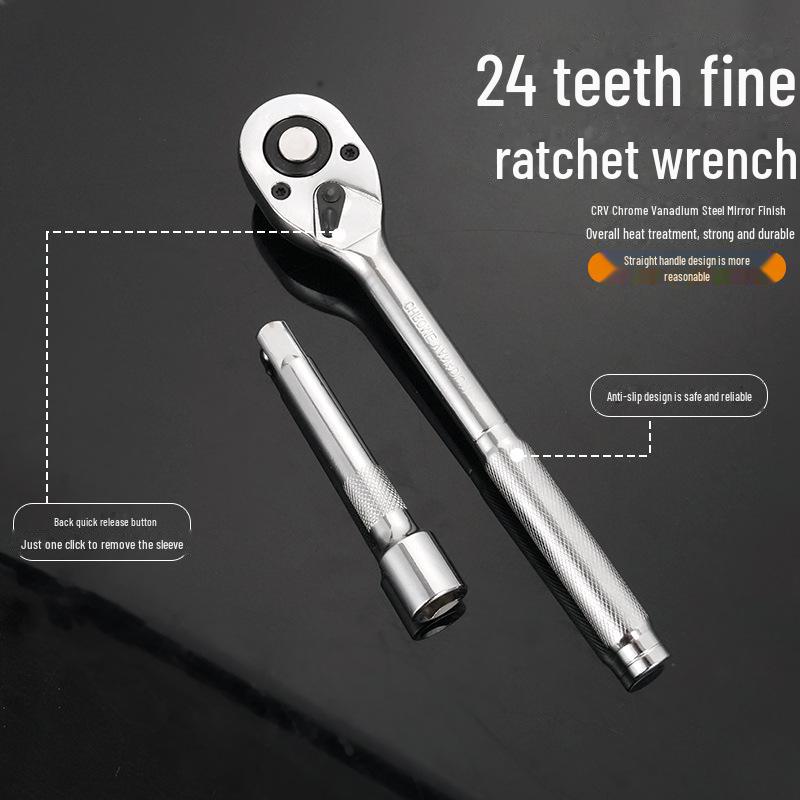 12-Piece Dual-Purpose Chrome Vanadium Ratchet Wrench Set with Extension Rod and Iron Box