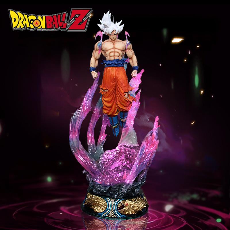 25cm Dragon Ball Son Goku Anime Figure Ultra Instinct Super Saiyan Statuette Collectible Model Toy Ornament Fans PVC for Round Sensory Compression