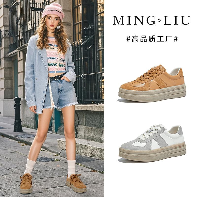 Retro leather German training shoes women's 2025 autumn new models are not tired of feet, platform white shoes, casual and versatile fashion women's s