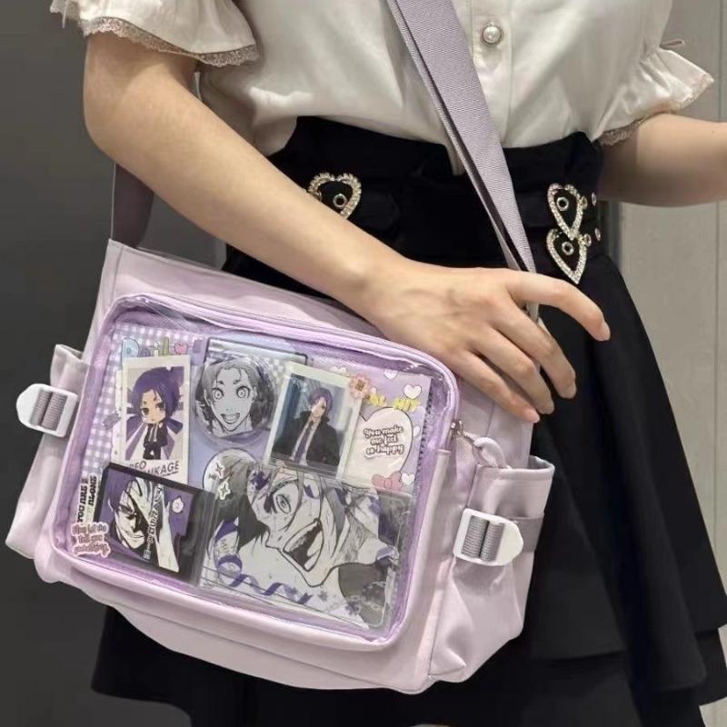 New Japanese Versatile Transparent Pain Bag Single Shoulder Class Book Two-dimensional Bag Women's Large-capacity Leisure Pain Bag