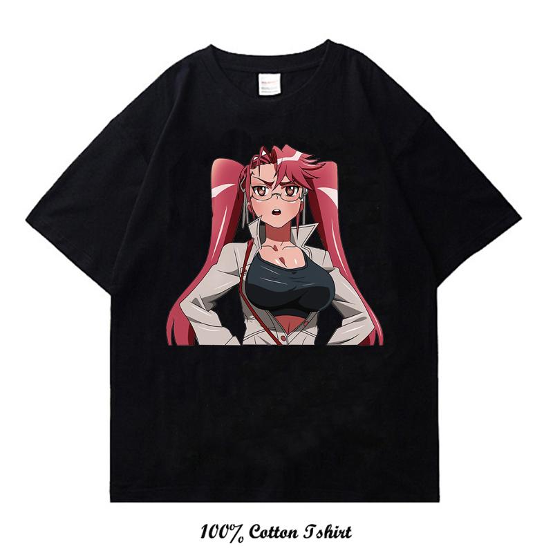 Japanese  Anime Highschool of the Dead Graphic Print T Shirt Fashion Plus Size Cotton Crew Neck Short Sleeve T Shirt Women Unisex