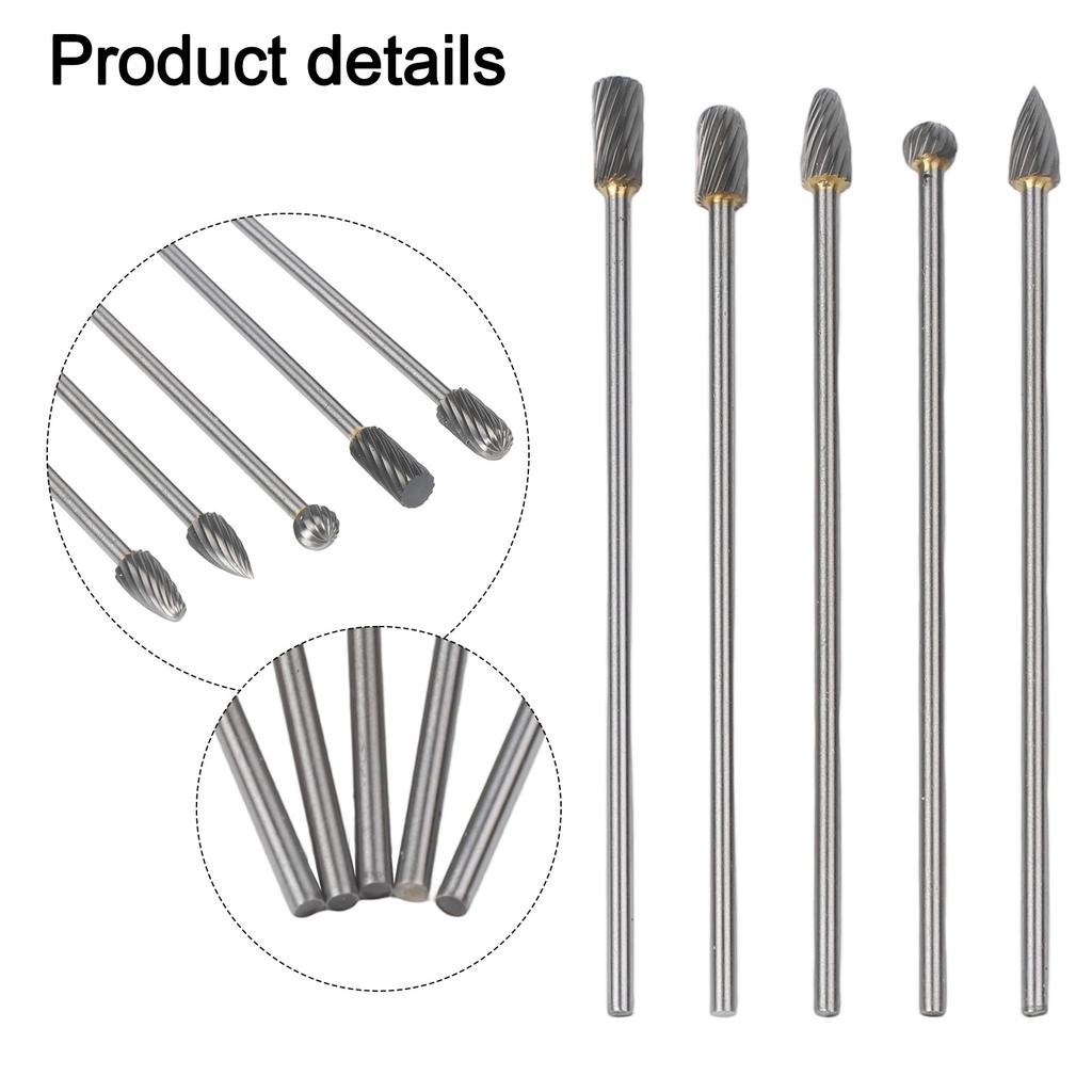 5pcs Rotary Rasp File Carving Grinder Abrasive Tools 3x6x100mm Long Single Cut For Solid Carbide Rotary Burrs Set Rotary Tools