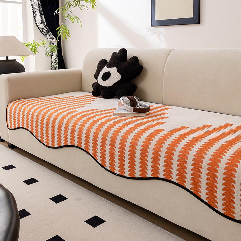 1pc Irregular Jacquard Design with Plush Edge Sofa Cushion, Anti Slip Design - Suitable for Bedroom, Office, Living Room Home Decoration Furniture