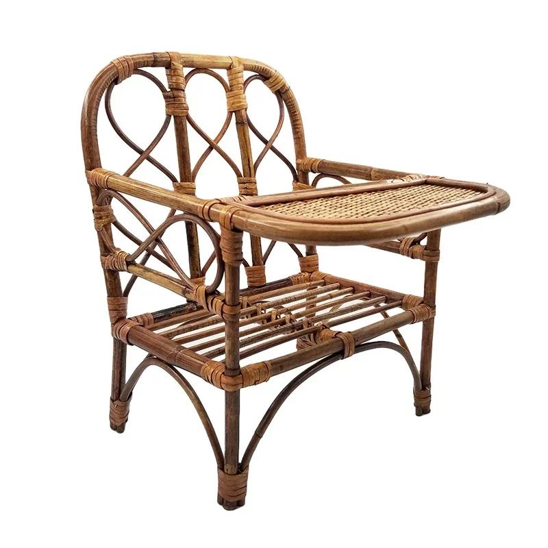 New Woven Rattan Study Table & Chair-Baby Children Photography Props Growth Commemorative Shooting Accessories for Photo Shoots