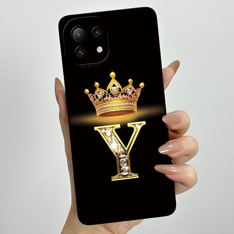 For Xiaomi Mi 11 Lite / 11 Lite 5G / 11 Lite 5G NE Crown Initial Letter Couple Phone Case Soft Silicone TPU Protective Casing