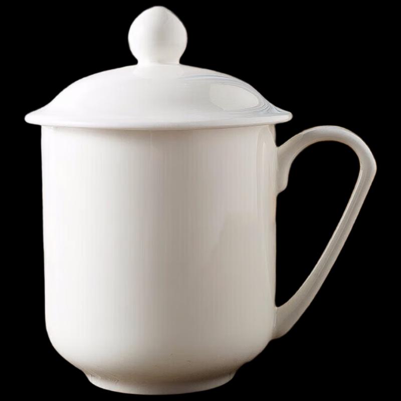 Pure White Ceramic Office Mug with Lid