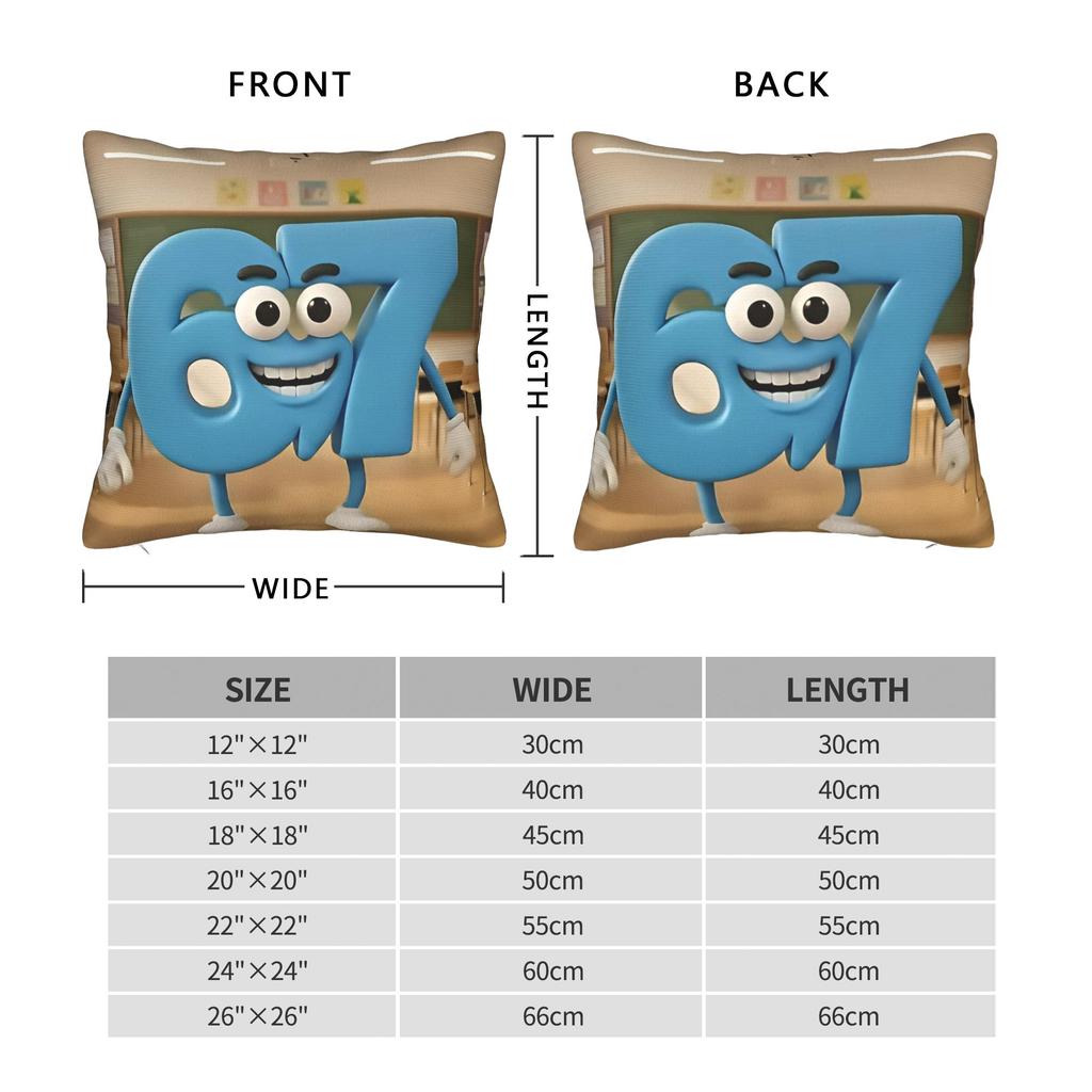 67 Six Seven Meme Pillow Cover Brainrot Print Cushion Cover Funny Pillow Case For Sofa Couch Bed Living Room