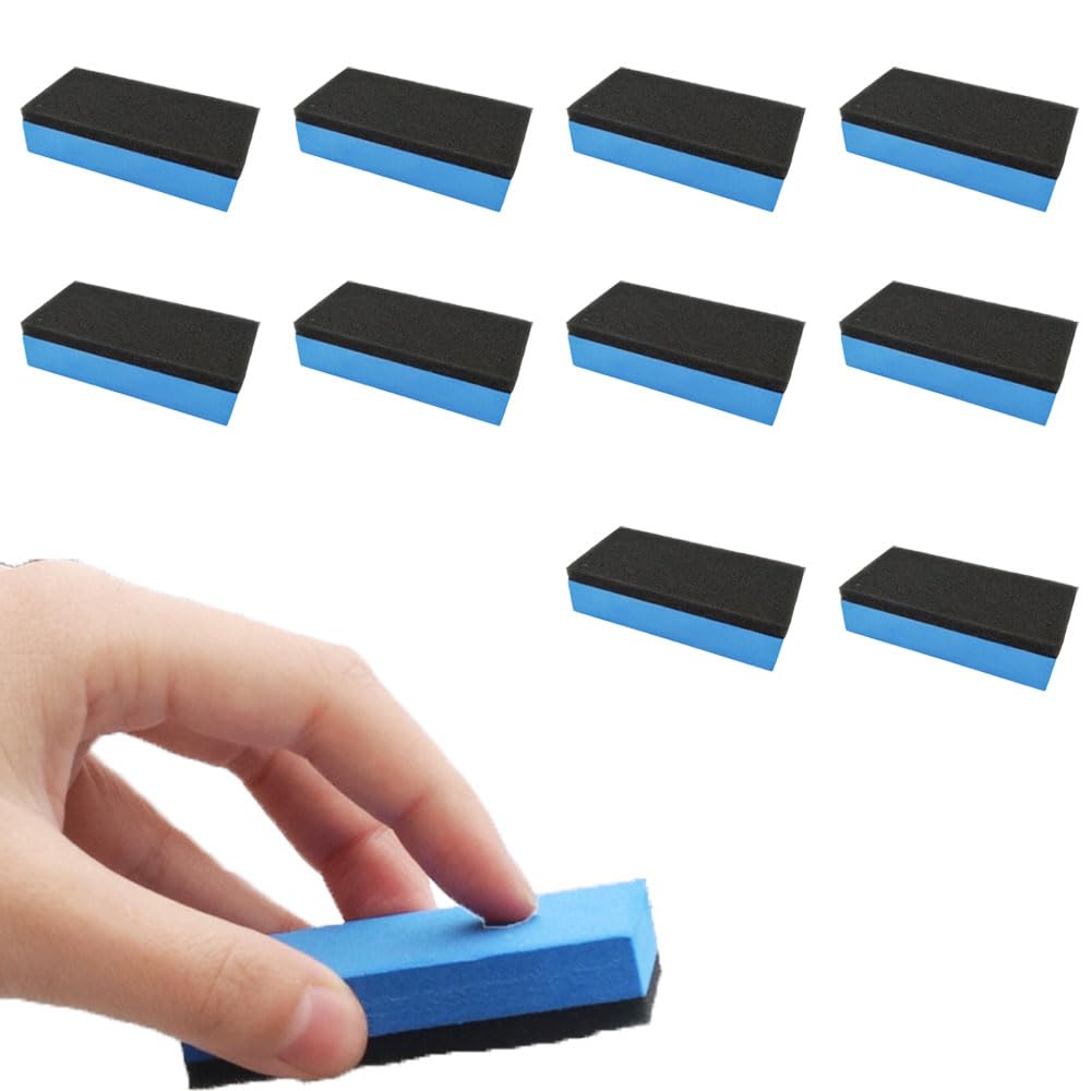 Car Wash Sponge Thick Design for Car Compound Coating Wax Sanding Micro for Vehicle and Maintenance 10-Piece Set, Dual-Layer Maintenance, Sponge,