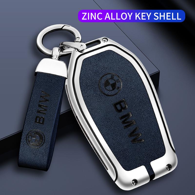 Zinc Alloy Leather Car Key Fob Case Cover Shell for BMW Display LED 8 7 6 Series X3 X4 X5 X7 G01 G02 G05 G07 G11 G12 G30 G31 G32