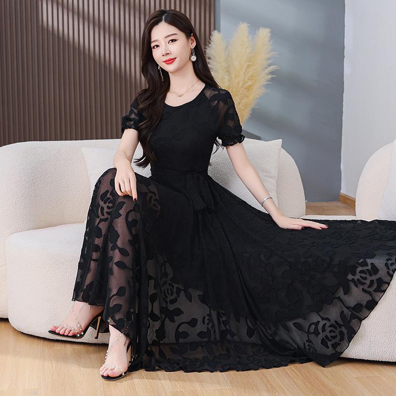 

Женское длинное шифоновое платье свободного кроя во французском стиле 2024 года 4XL