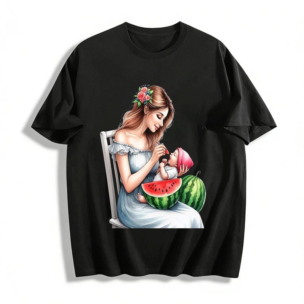 Mother And Baby Watermelon Print Short Sleeve Top Pure cotton T-shirt XXS