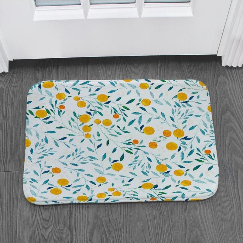 Tappetino di Benvenuto Estivo Limone Blu Fiore Tappeto Decorativo per Soggiorno Bagno Antiscivolo Tappetino per Pavimento Camera da Letto Decorazione per la Casa