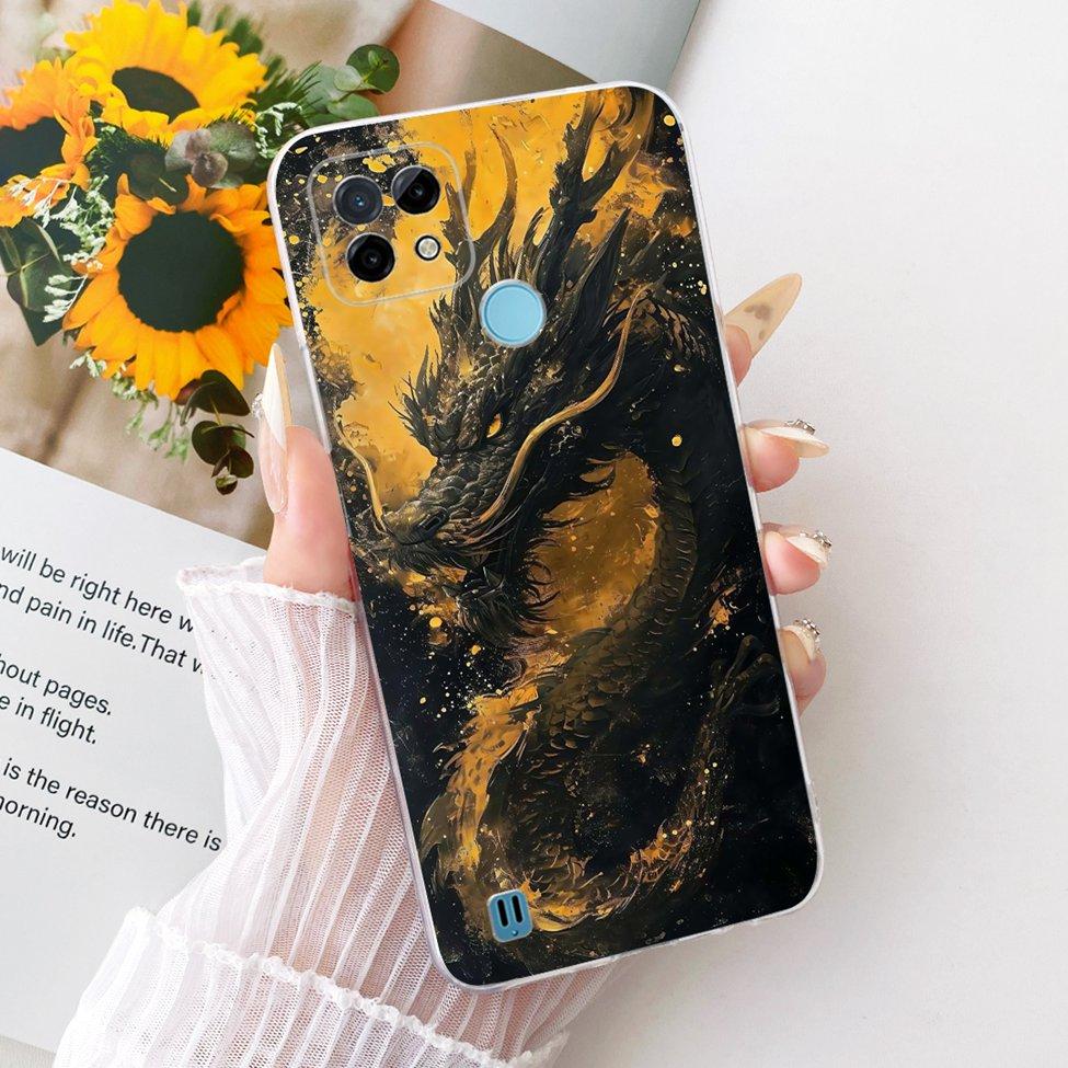 Clear Cover For Realme C21 Case RMX3201 Cute Cat Fashion Butterfly Funny Painted Phone Casing For Real me C21