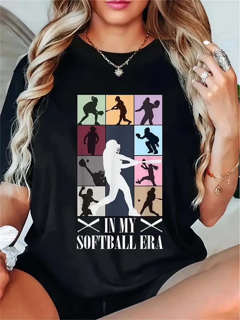 Softball Player Silhouette Graphic In My Softball Era T-shirt