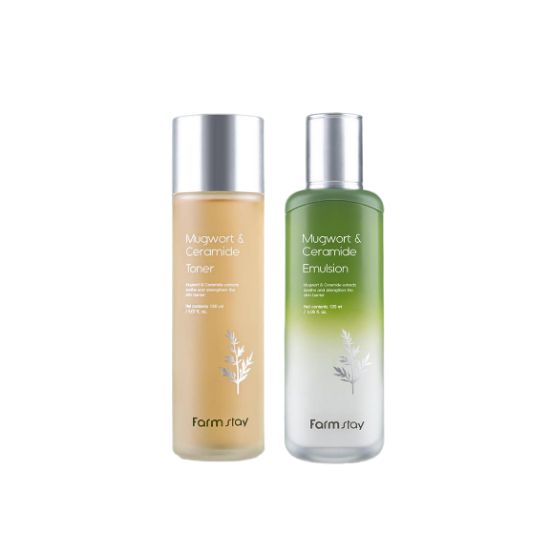Farmstay Mugwort Deep Moisture Toner & Emulsion Set Soothing & Hydrating Skin Care 150ml + 120ml
