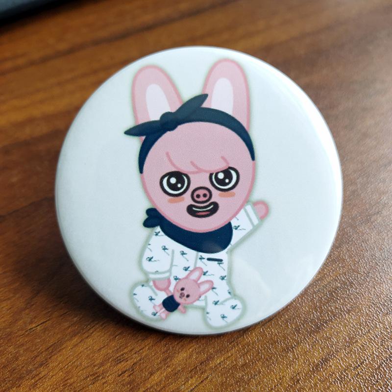 Stray Kids SKZOO Cartoon Character Pocket Mirror Keychain Portable Cute Mini Cosmetic Makeup Mirror Bag Charm Kpop Fan Merchandise Gift