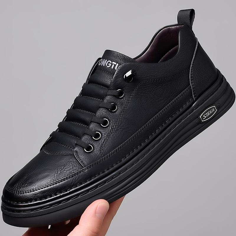 Autumn New Men's Shoes Men's Casual Board Shoes Light Luxury Versatile Soft-soled Casual Leather Shoes Fashion Trendy Shoes