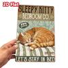 Vintage Metal Tin Sign Sleeping Cat Wall Decor Retro Iron Poster for Living Room