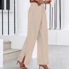 Women's Fashion Loose Wide Leg Pants Slits At The Cuffs Elastic Waist Drawstring Pockets Casual Pants