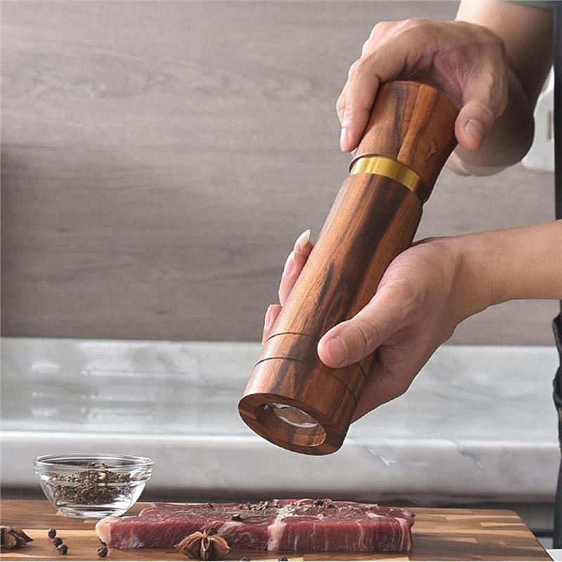 ABBP-Manual Acacia Wood Salt And Pepper Grinder Set(2PCS), Refillable Pepper And Salt Mill, Spices Grinder Tool
