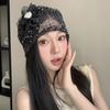 Korean Style Hollow Pearl Flower Knitted Hat Women Summer Trend Thin Breathable Beanie Y2K Spicy Girl Fashion Versatile Pile Hat
