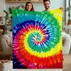 Hippie Aesthetic Throw Blanket Bright Rainbow Spiral Tie?Dye Swirl Stylish Color Pattern Decor Blanket for Couch  Home Ornament