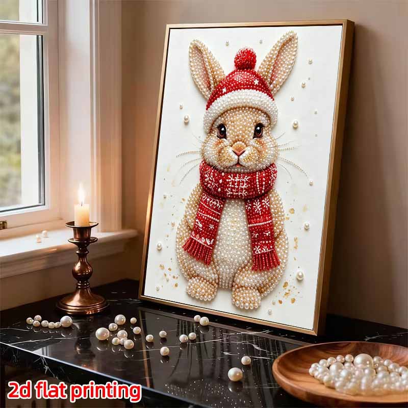 Frameless Pearl Painting Kit Festive Rabbit Aesthetic Wall Art DIY Sparkling Bead Canvas Room Decor Creative Craft Gift Idea