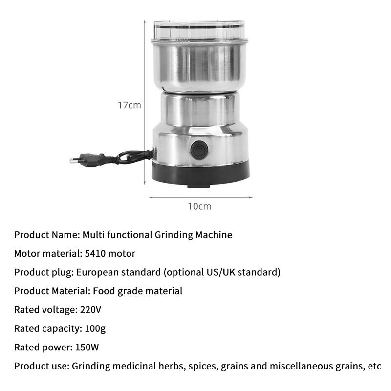 One-Touch Control Electric Coffee Grinder Stainless Steel Fast Grinding Mill Suitable for Coffee Beans Spices Nuts Herbs