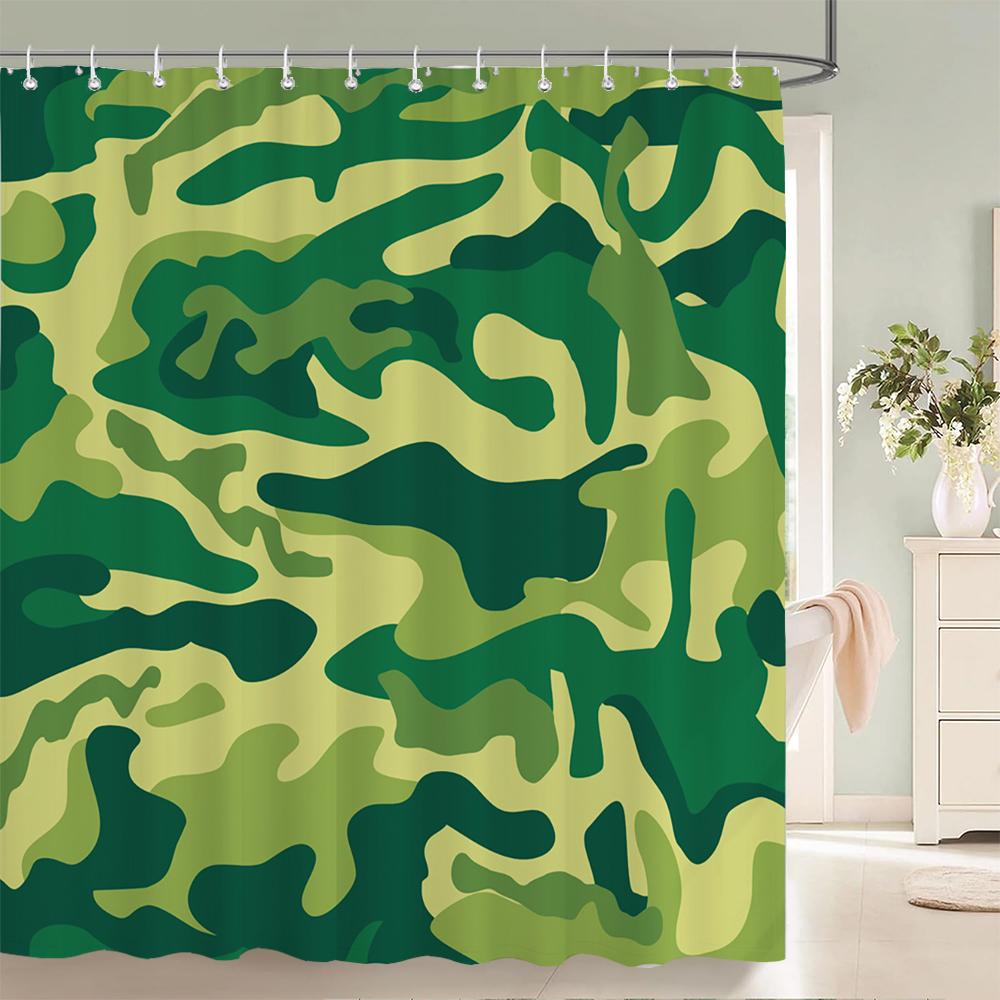 Green camouflage pattern Shower Curtains Waterproof Fabric Floral Bath Curtains For Bathroom Bathtub Curtain With Hooks