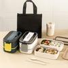 Doppelschichtige Bento-Box 316 Edelstahl Fächer Tragbare Lunchbox Mit Besteck Für Arbeit Schule Büro 1400ml Weiß