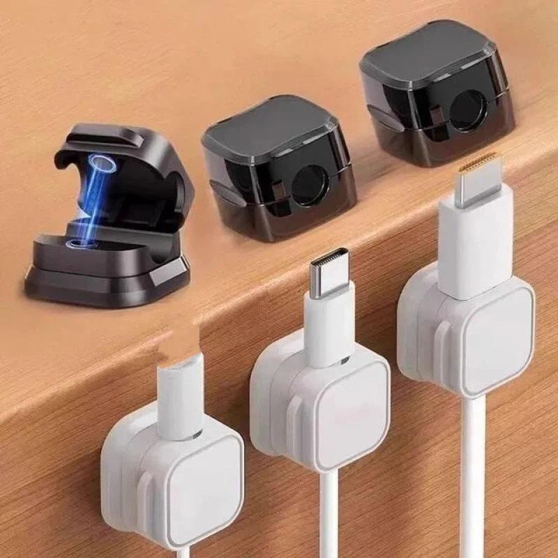 6/12 Pcs Magnetic Cable Clip Cable Holder Adhesive Wire Keeper Cord Cable Organizer For Home Office Under Desk Management